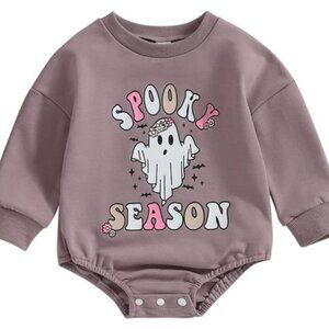 Newborn Halloween Outfit Girl Boy‎ Spooky Season Romper Bubble Sweatshirt